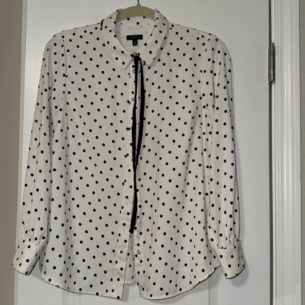 Talbots Blouse with Pearl Button Details